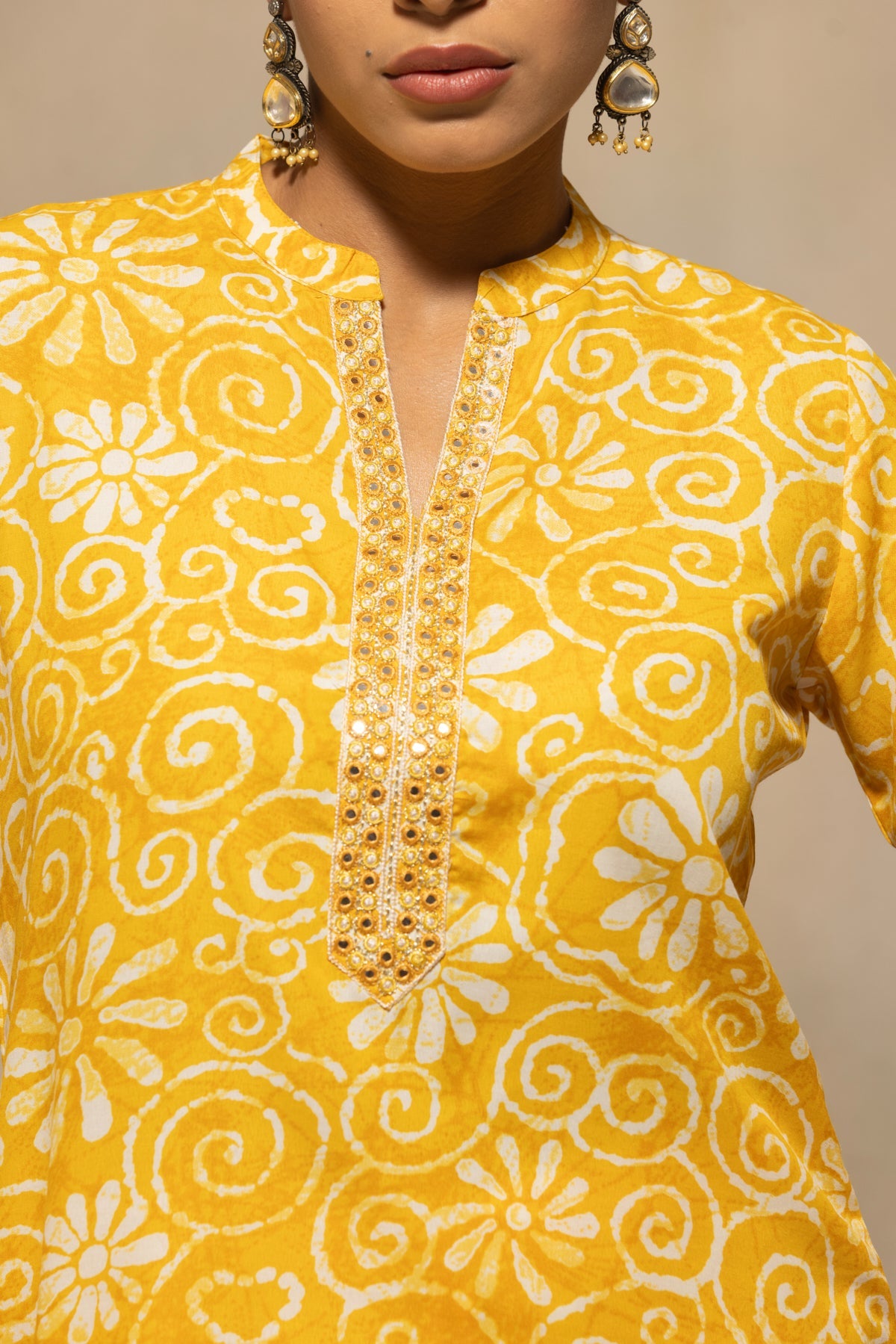 Yellow Printed Kurta 3 Pcs Set