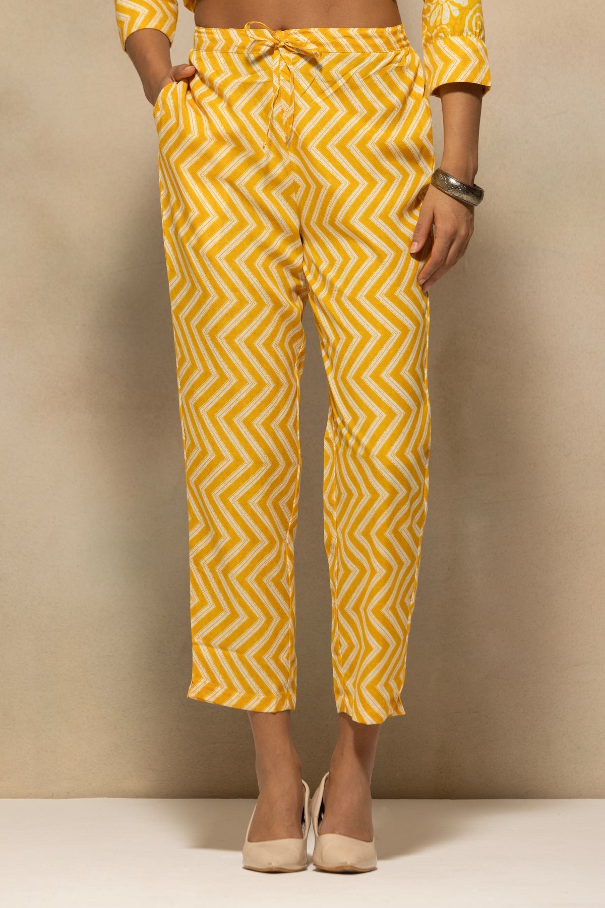 Yellow Printed Kurta 3 Pcs Set