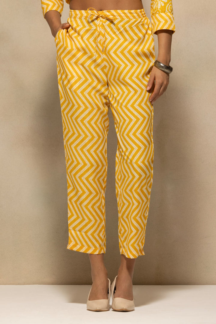 Yellow Printed Kurta 3 Pcs Set
