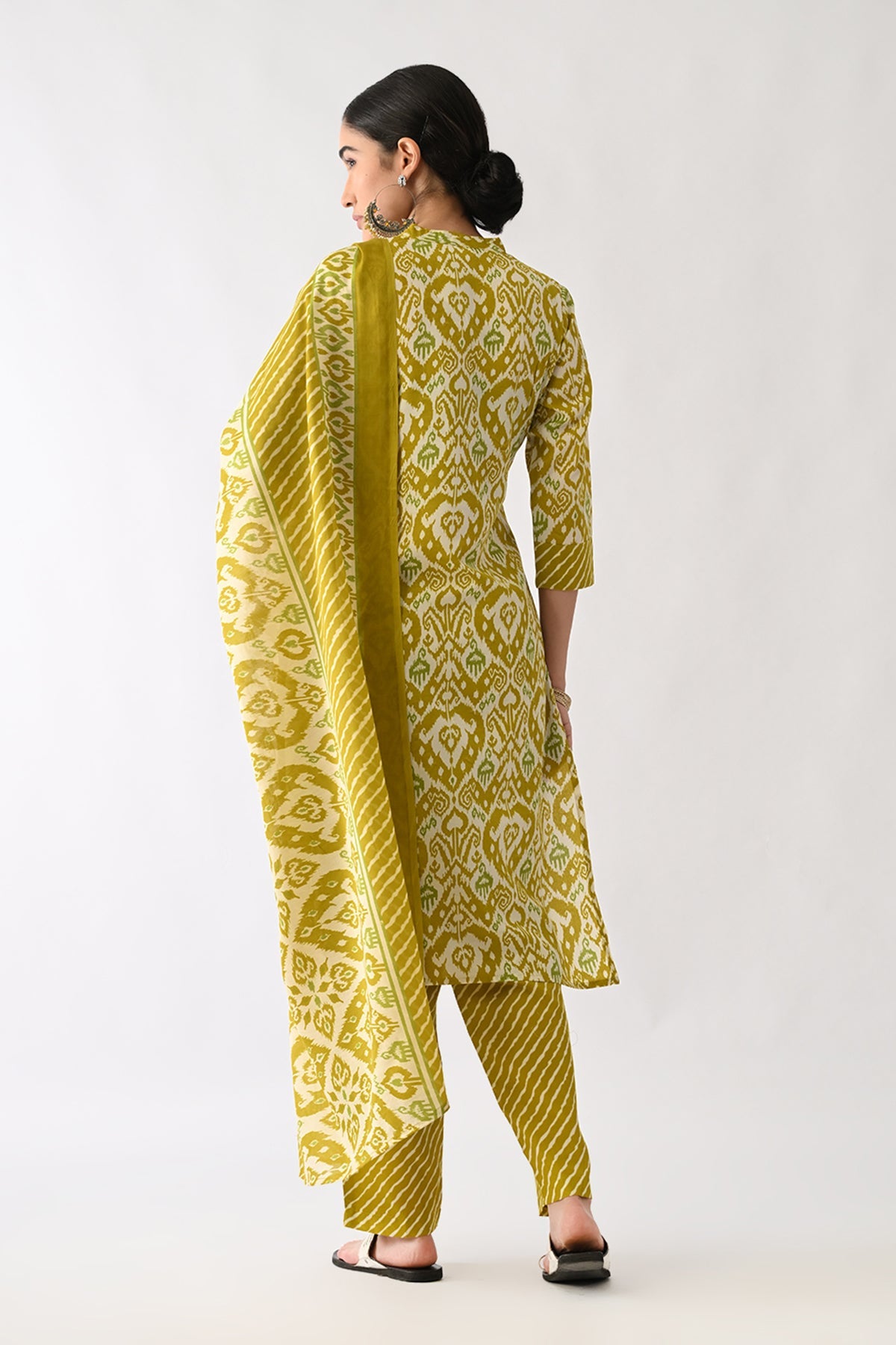 Green Printed Kurta 3 Pcs Set