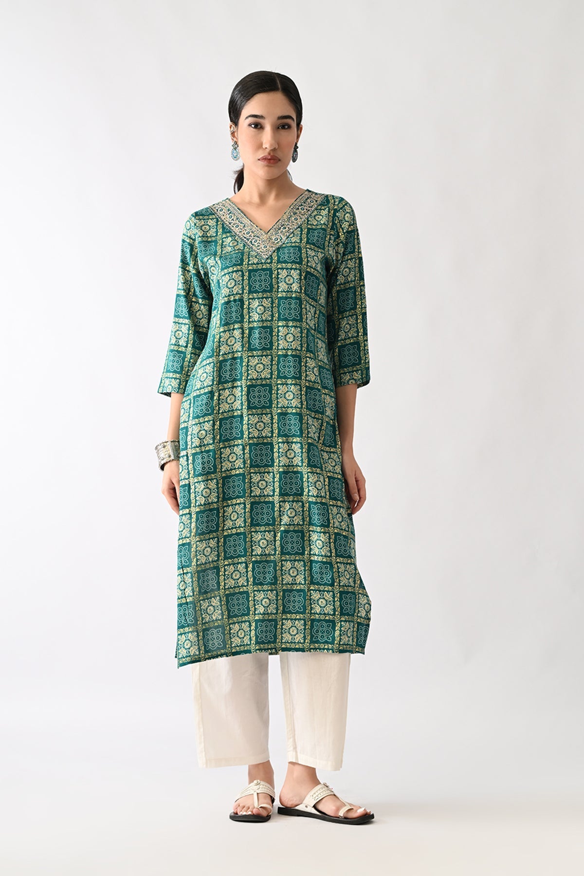 Sea Green Printed Kurta