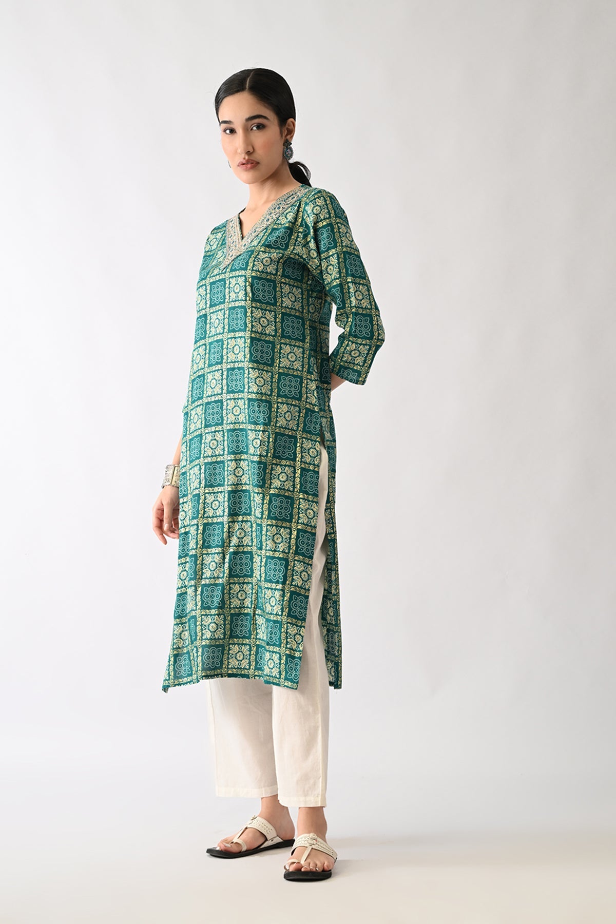Sea Green Printed Kurta
