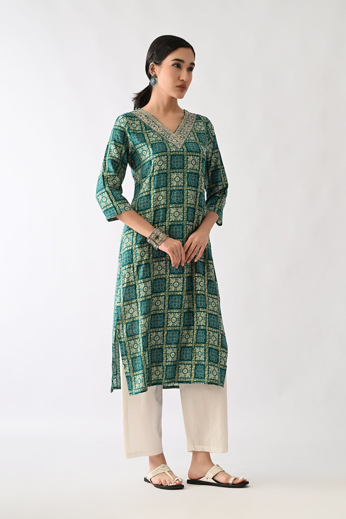 Sea Green Printed Kurta