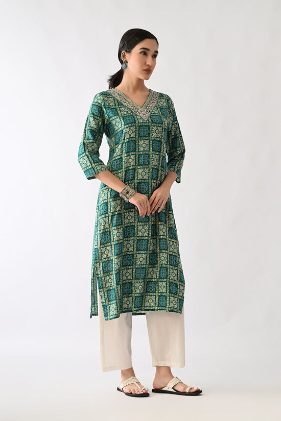 Sea Green Printed Kurta