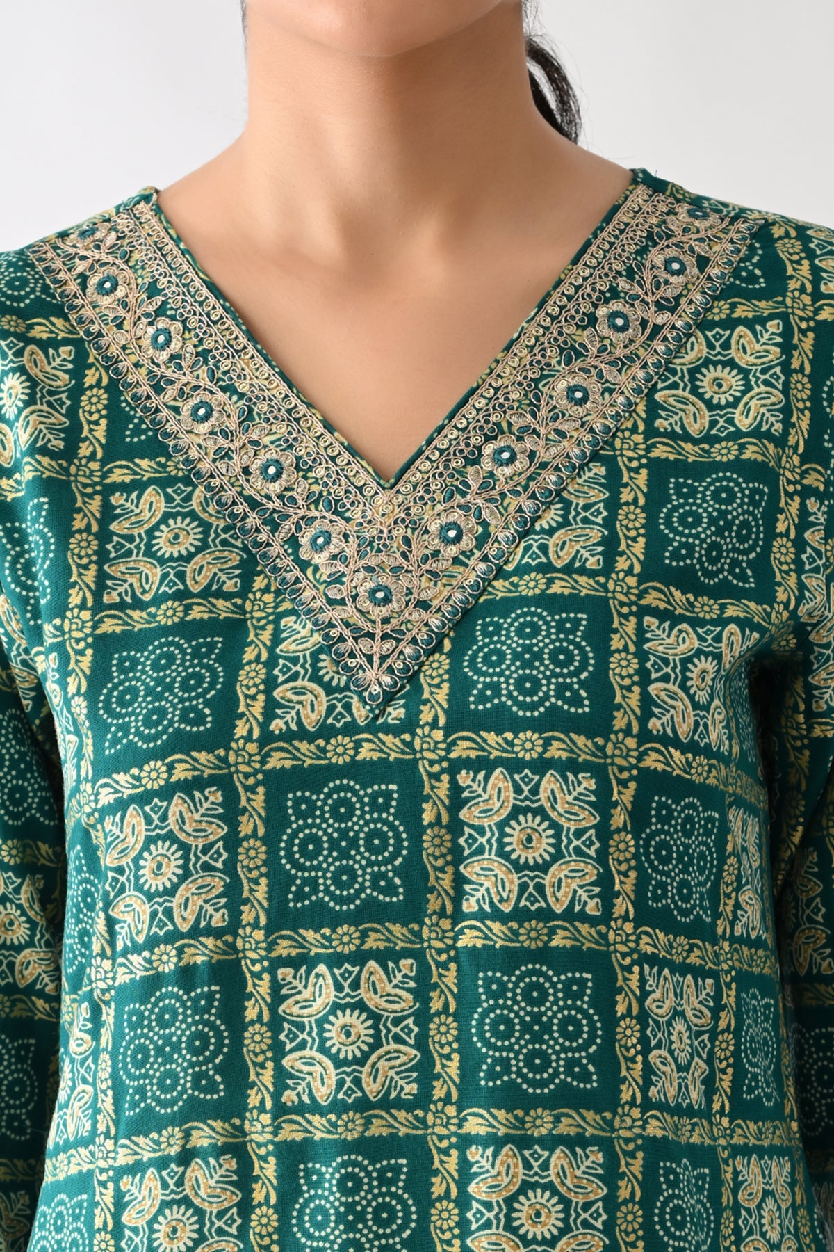Sea Green Printed Kurta