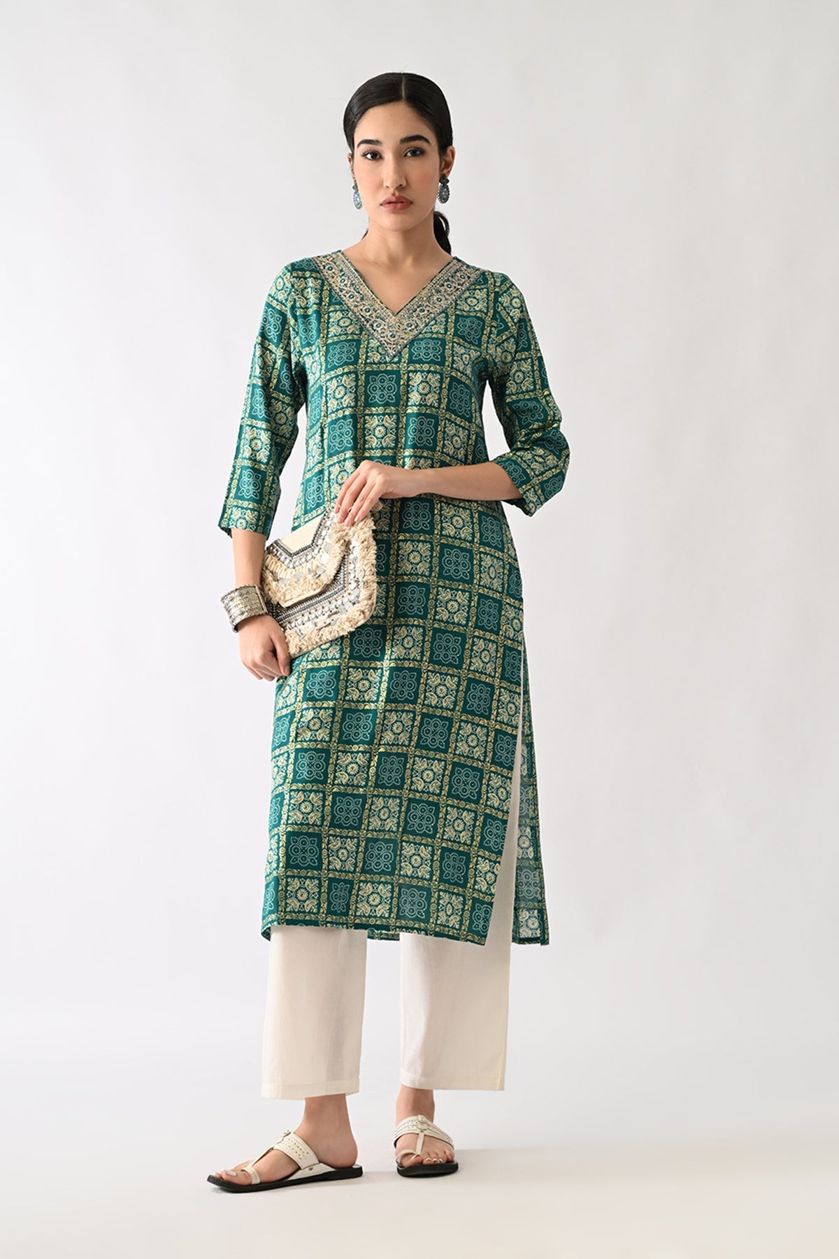 Sea Green Printed Kurta