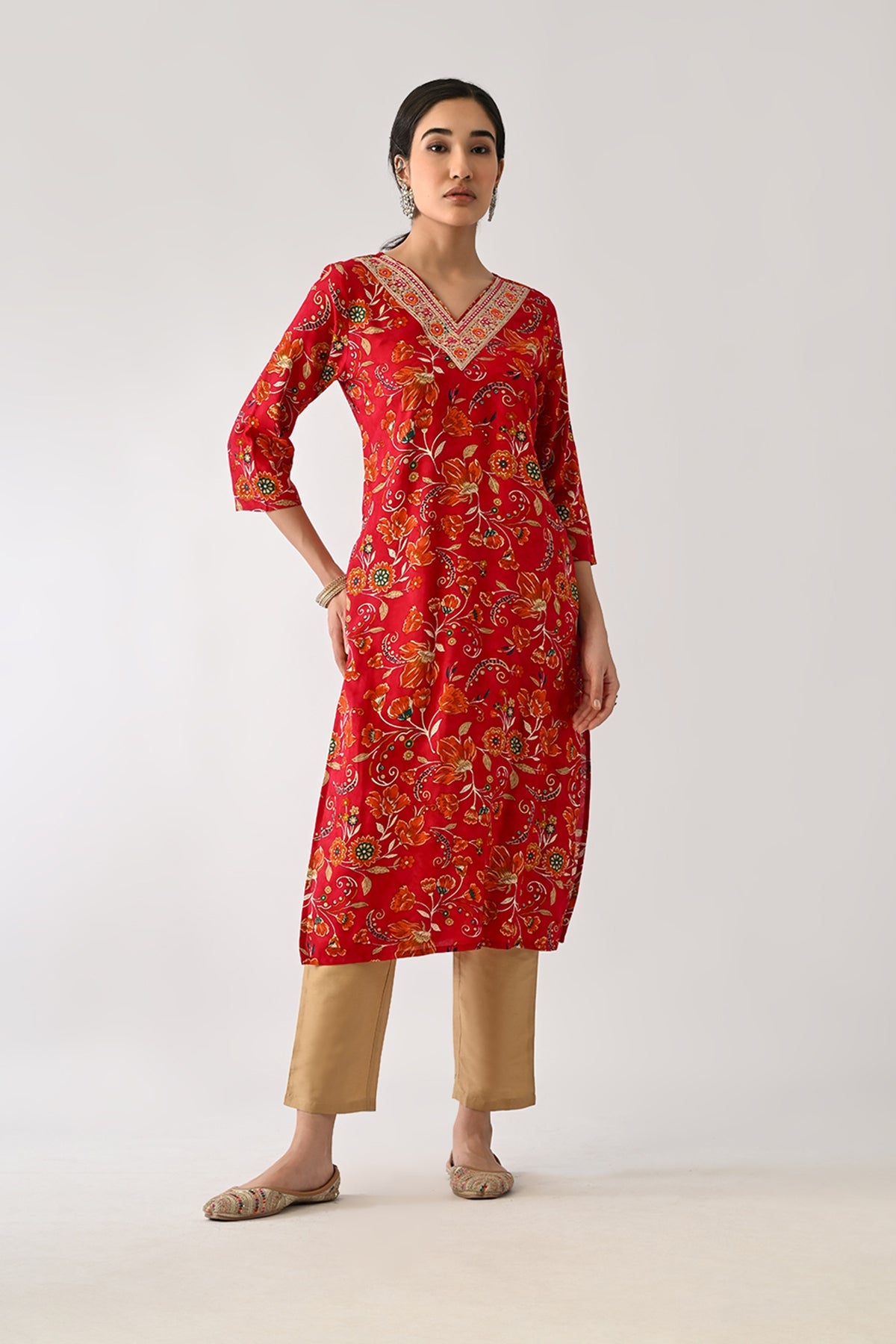 Pink Floral Printed Kurta