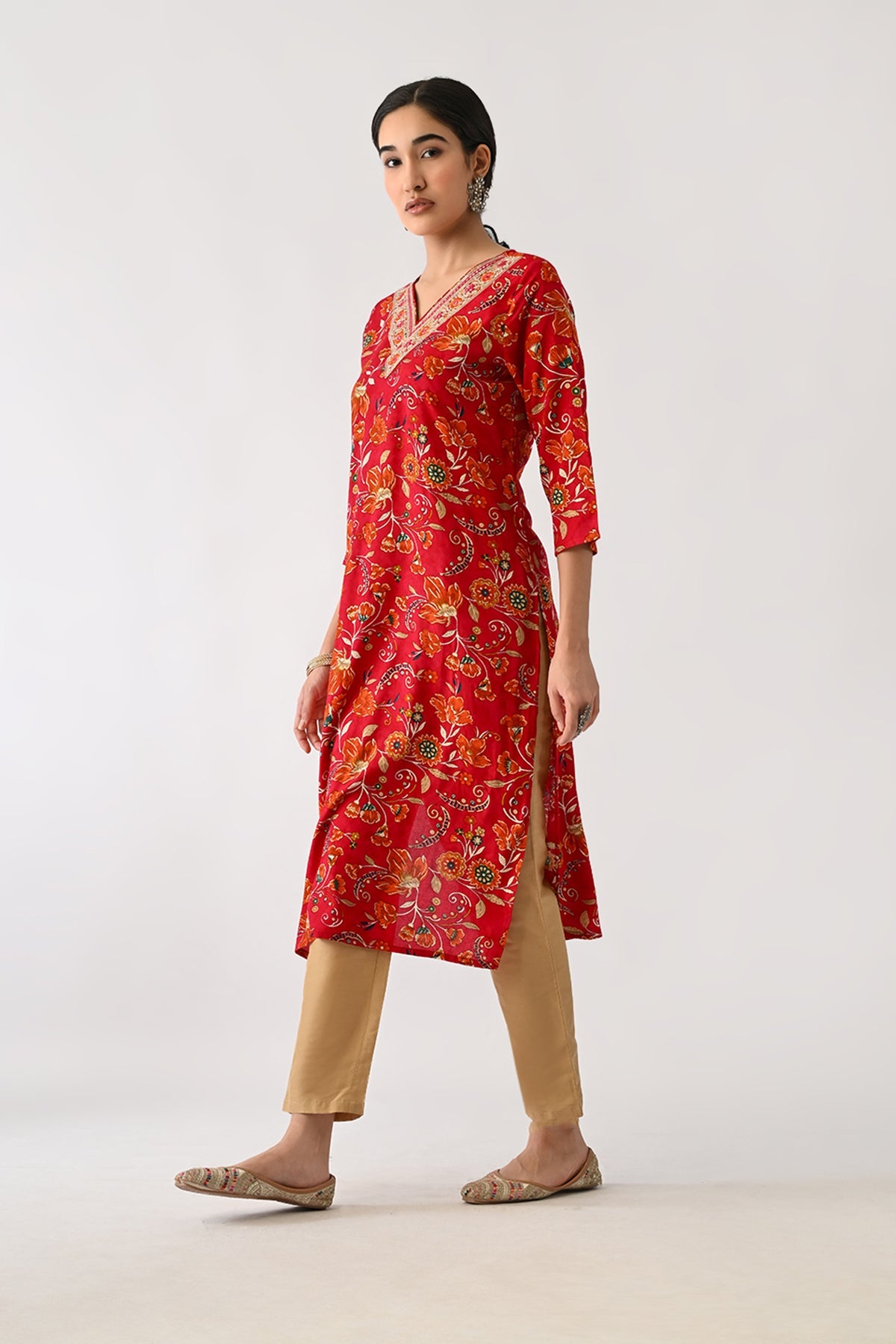 Pink Floral Printed Kurta