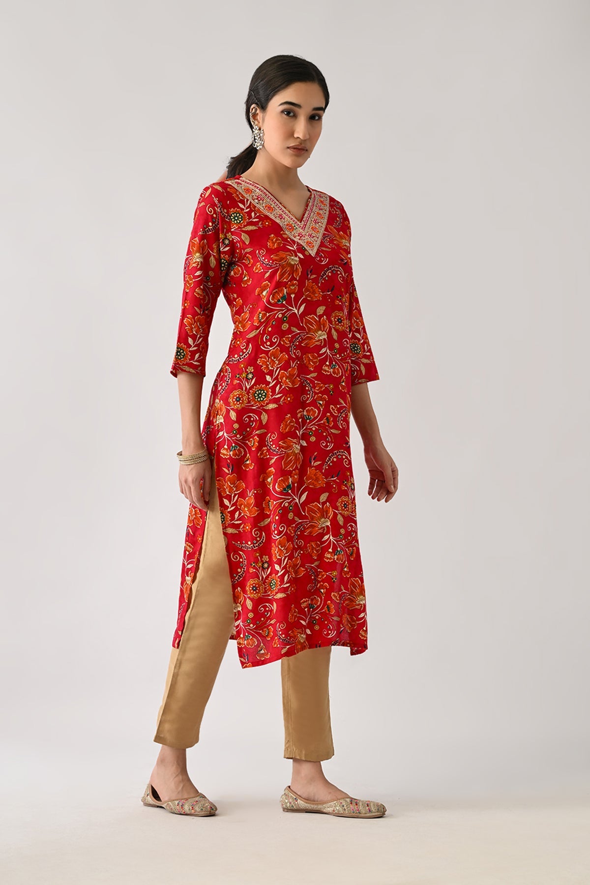 Pink Floral Printed Kurta