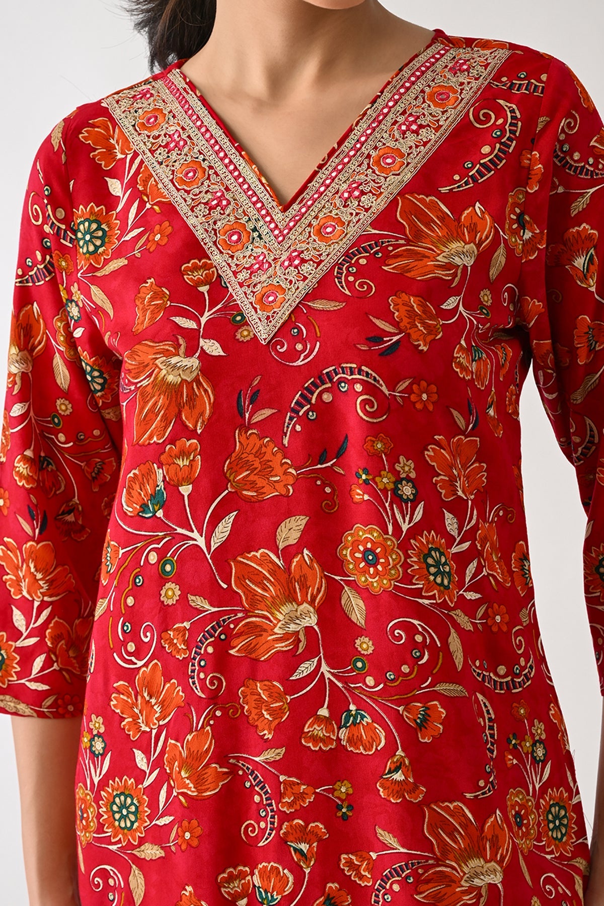 Pink Floral Printed Kurta