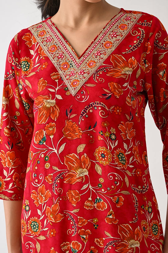 Pink Floral Printed Kurta