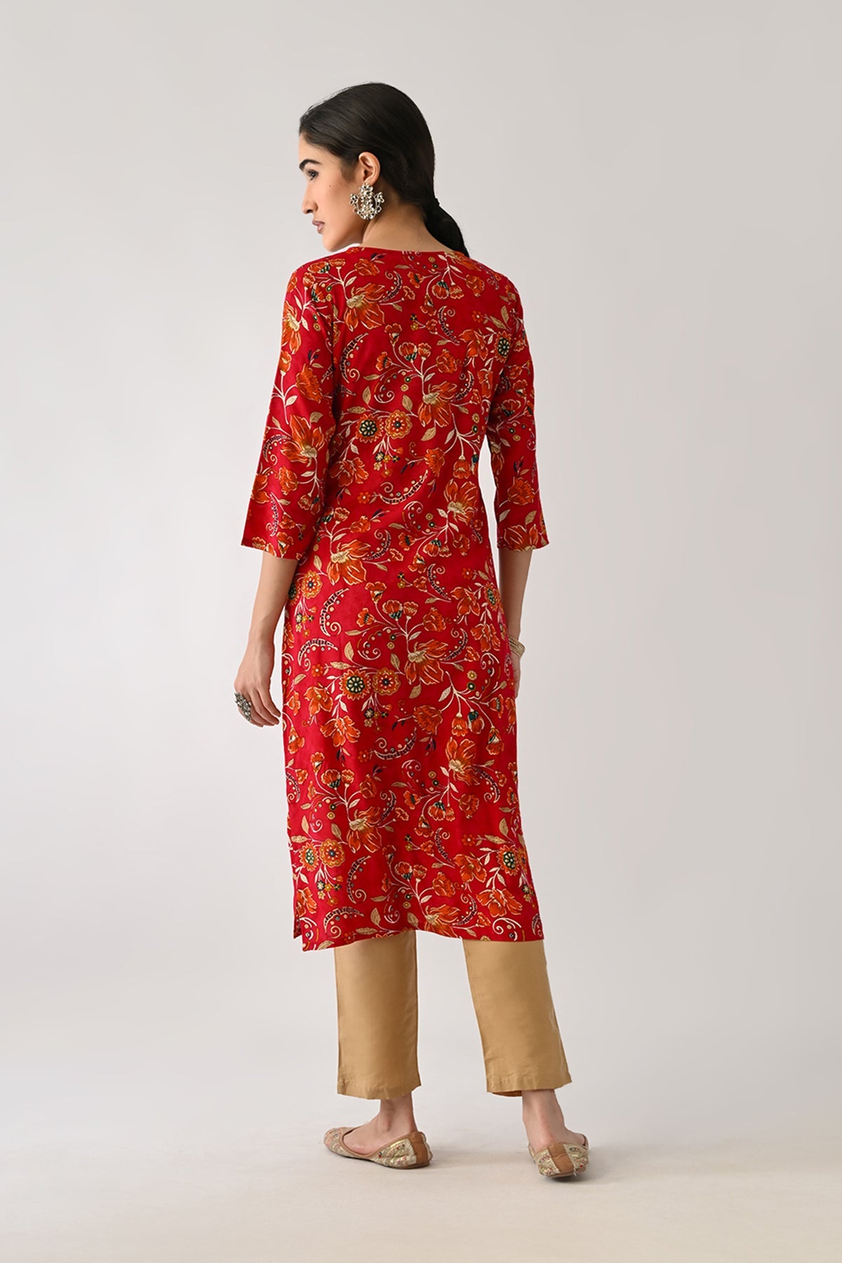 Pink Floral Printed Kurta