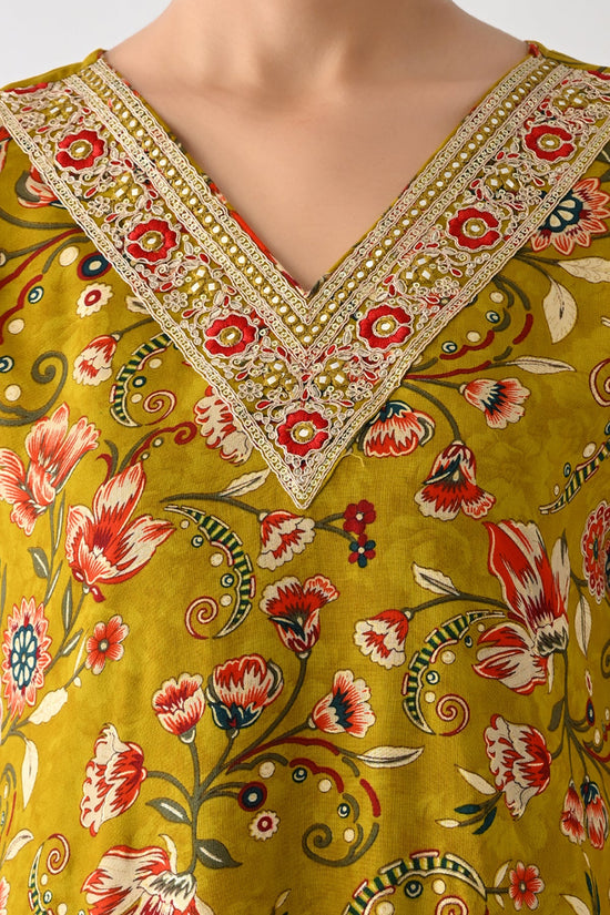 Mustard Floral Printed Kurta
