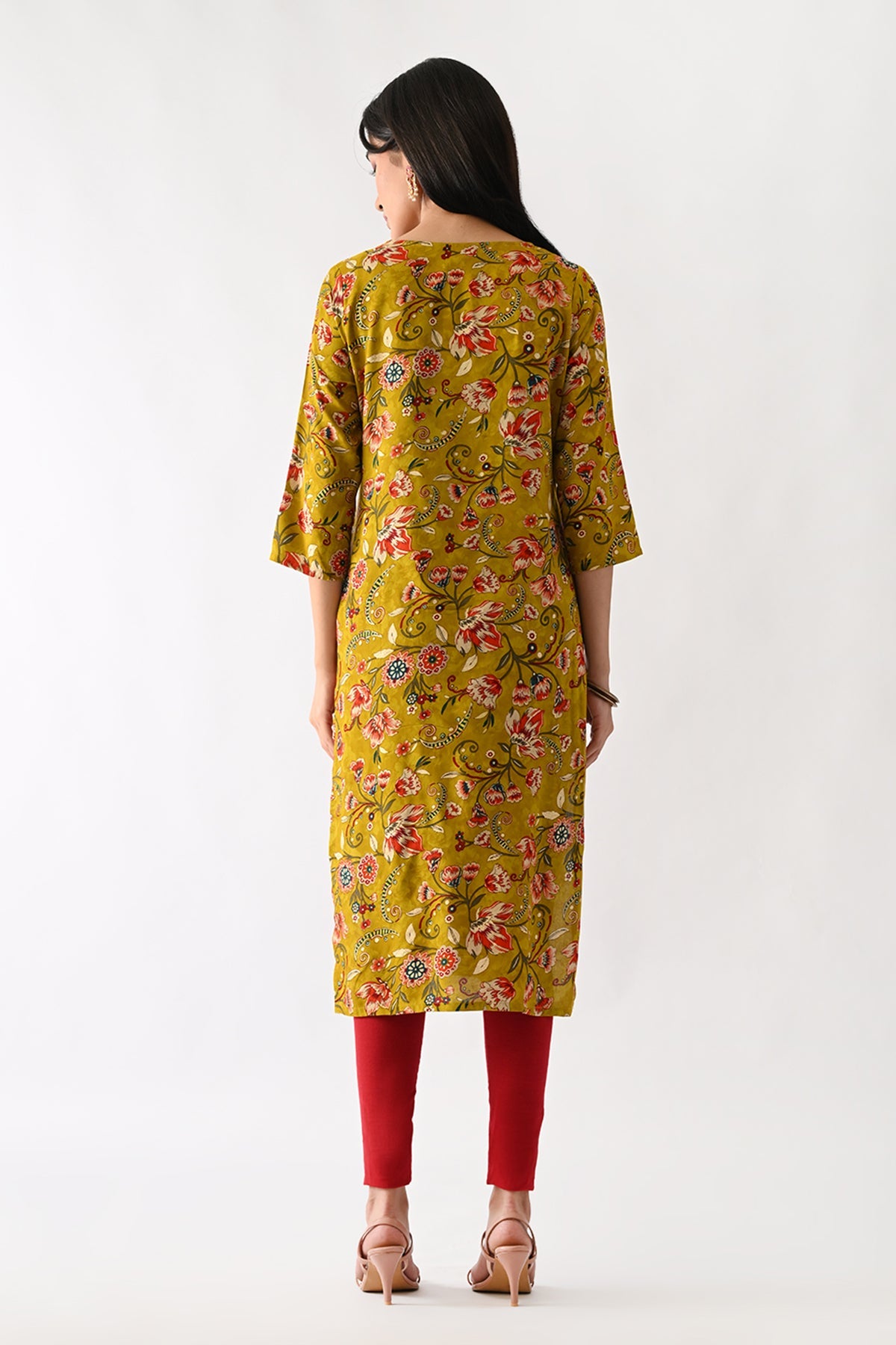 Mustard Floral Printed Kurta