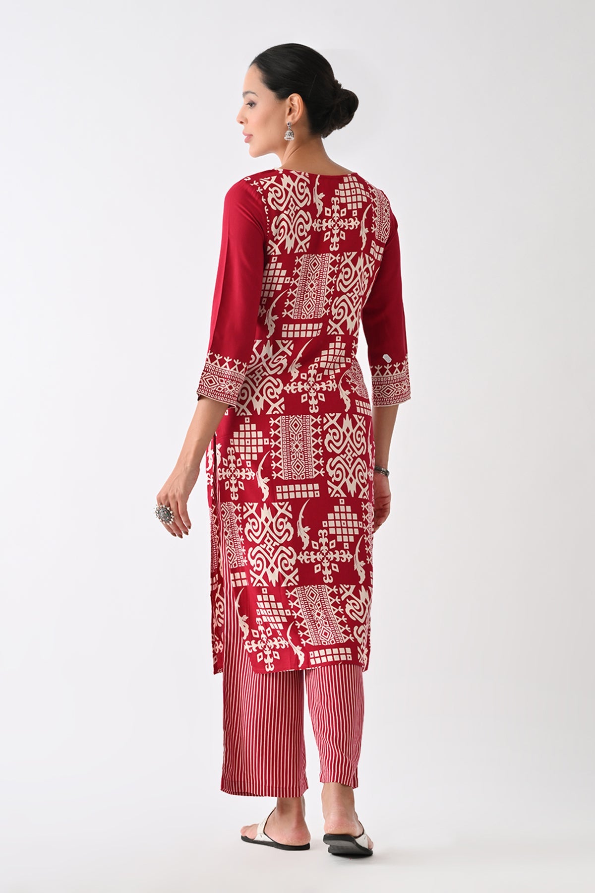 Maroon Printed Kurta Set  (2 Piece)