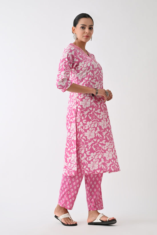Purple Floral Printed Kurta Set (3 Piece)