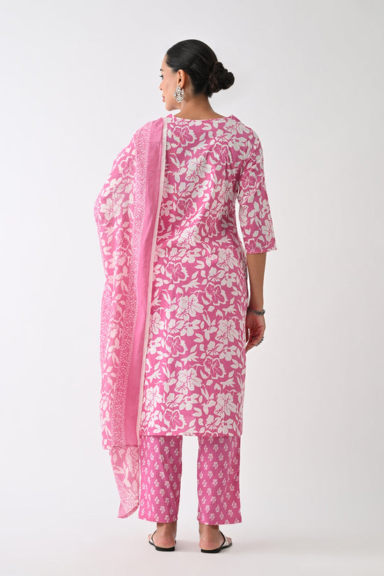 Purple Floral Printed Kurta Set (3 Piece)