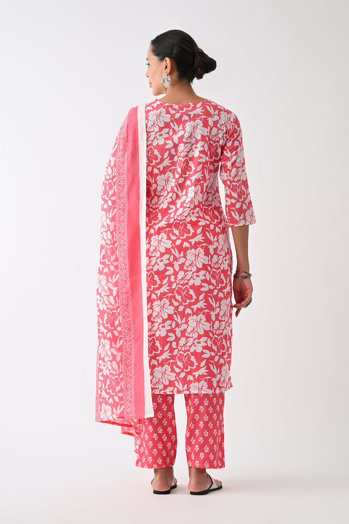 Orange Printed Kurta Set (3 Piece)