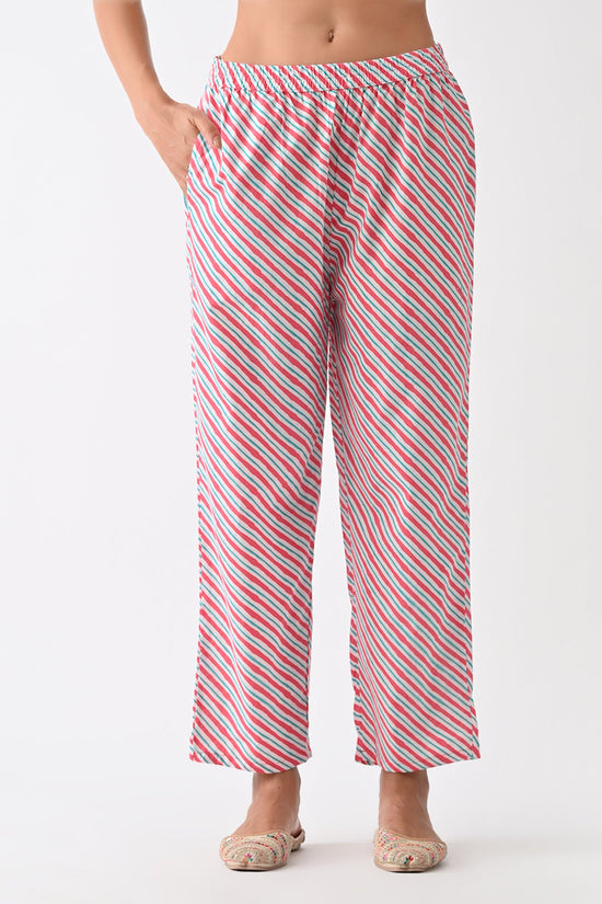 Coral Pink Printed Kurta Set (3 Piece)