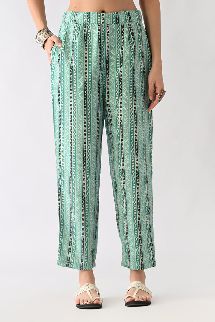 Green Printed Kurta Set(3 Piece)