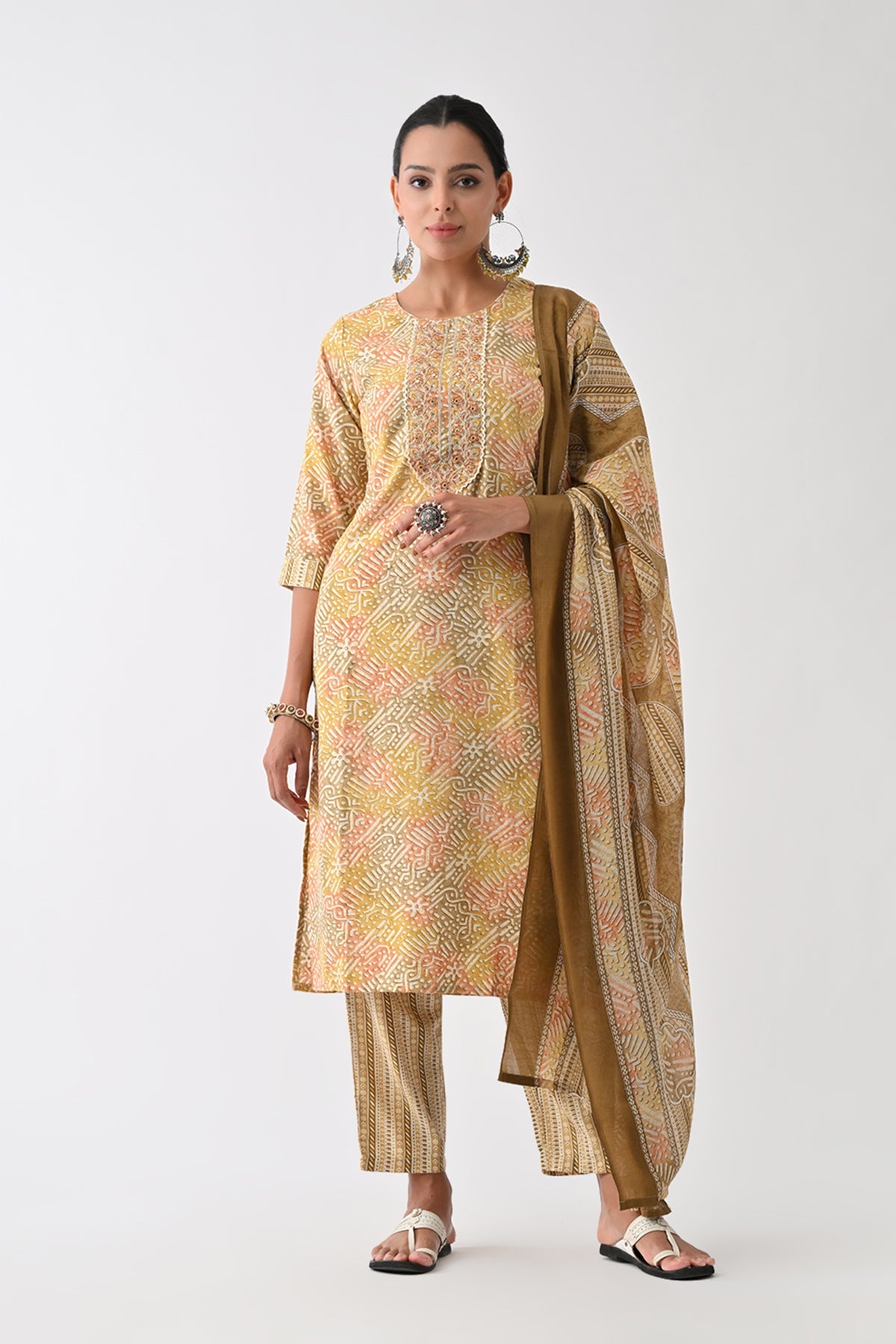 Multi Abstract Printed Kurta 3 Pcs Set