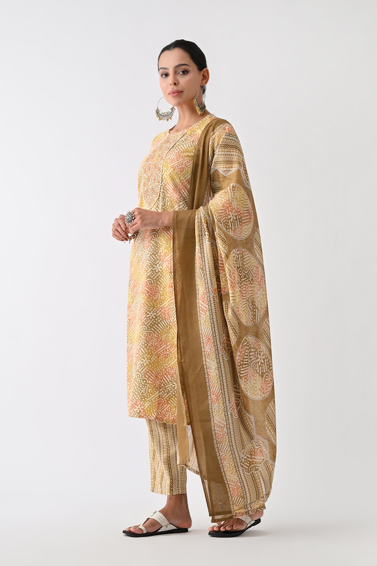 Multi Abstract Printed Kurta 3 Pcs Set