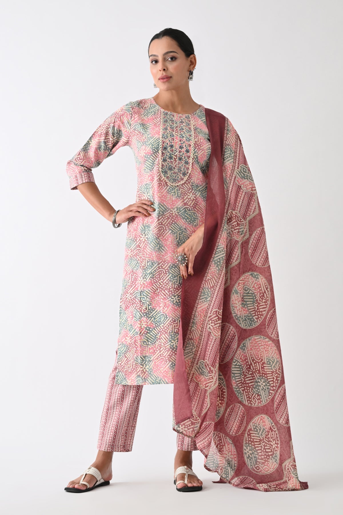 Multi Abstract Printed Kurta 3 Pcs Set