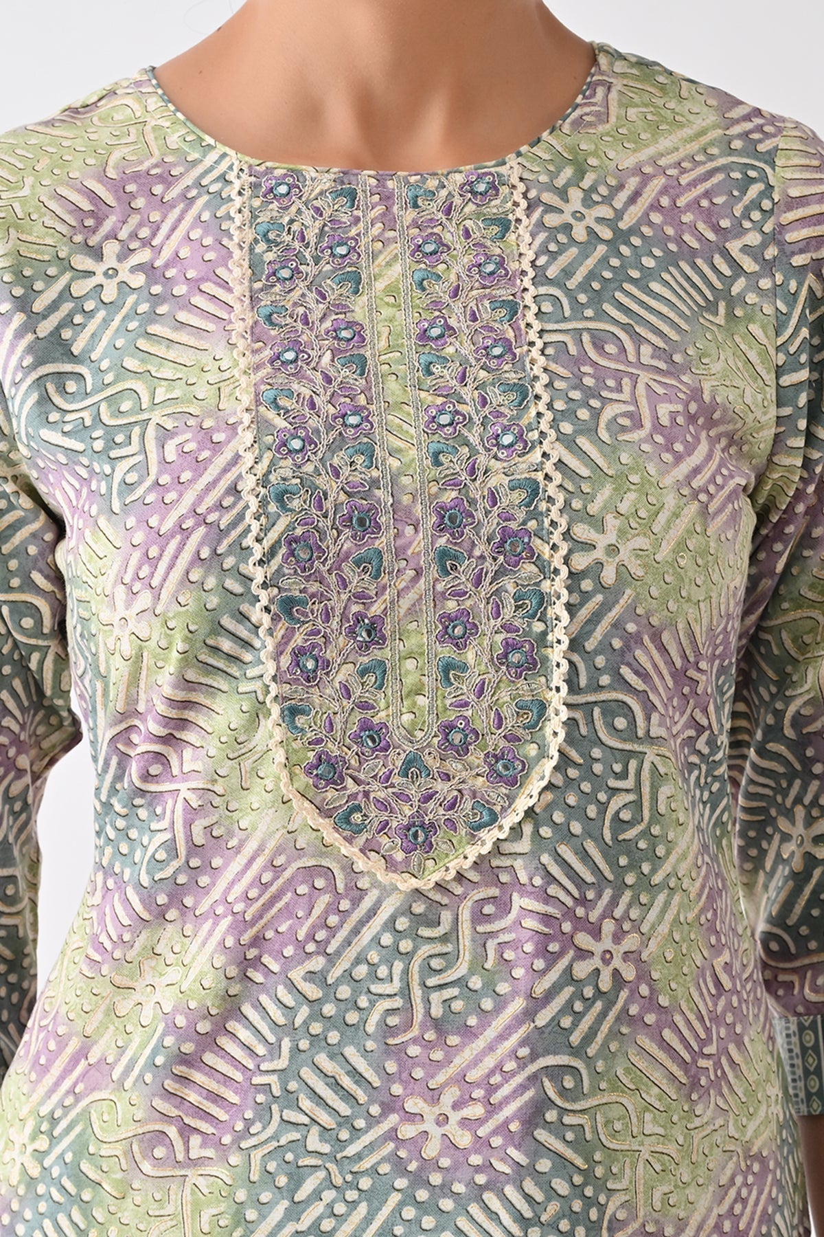 Multi Abstract Printed Kurta 3 Pcs Set