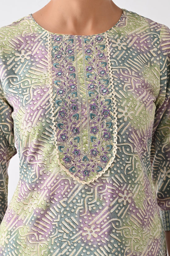 Multi Abstract Printed Kurta Set (3 Piece)