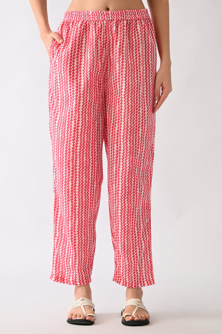Pink Printed Kurta Set(3 Piece)