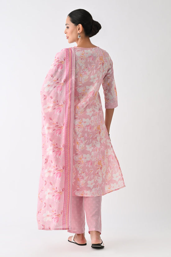 Light Pink Printed Kurta Set (3 Piece)