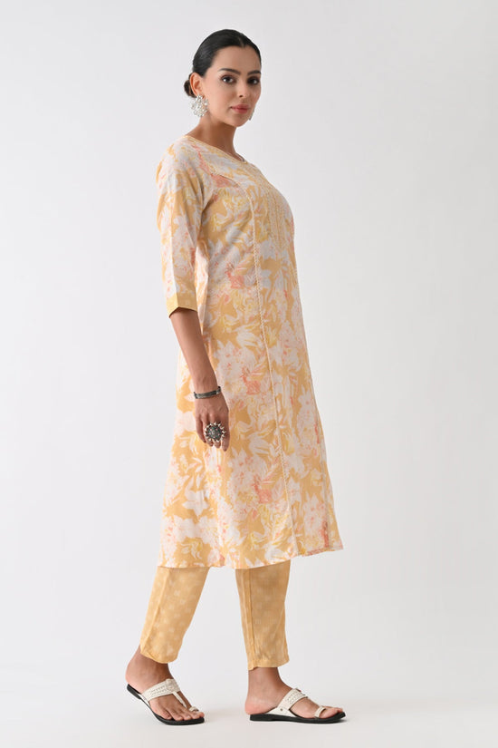 Yellow Printed Kurta Set (3 Piece)