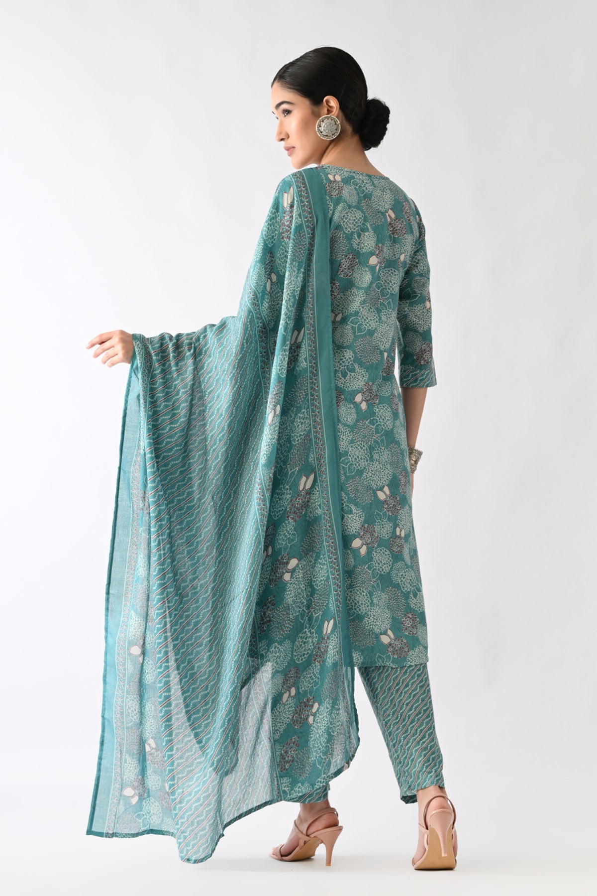 Rama Green Printed Kurta Set(3 Piece)
