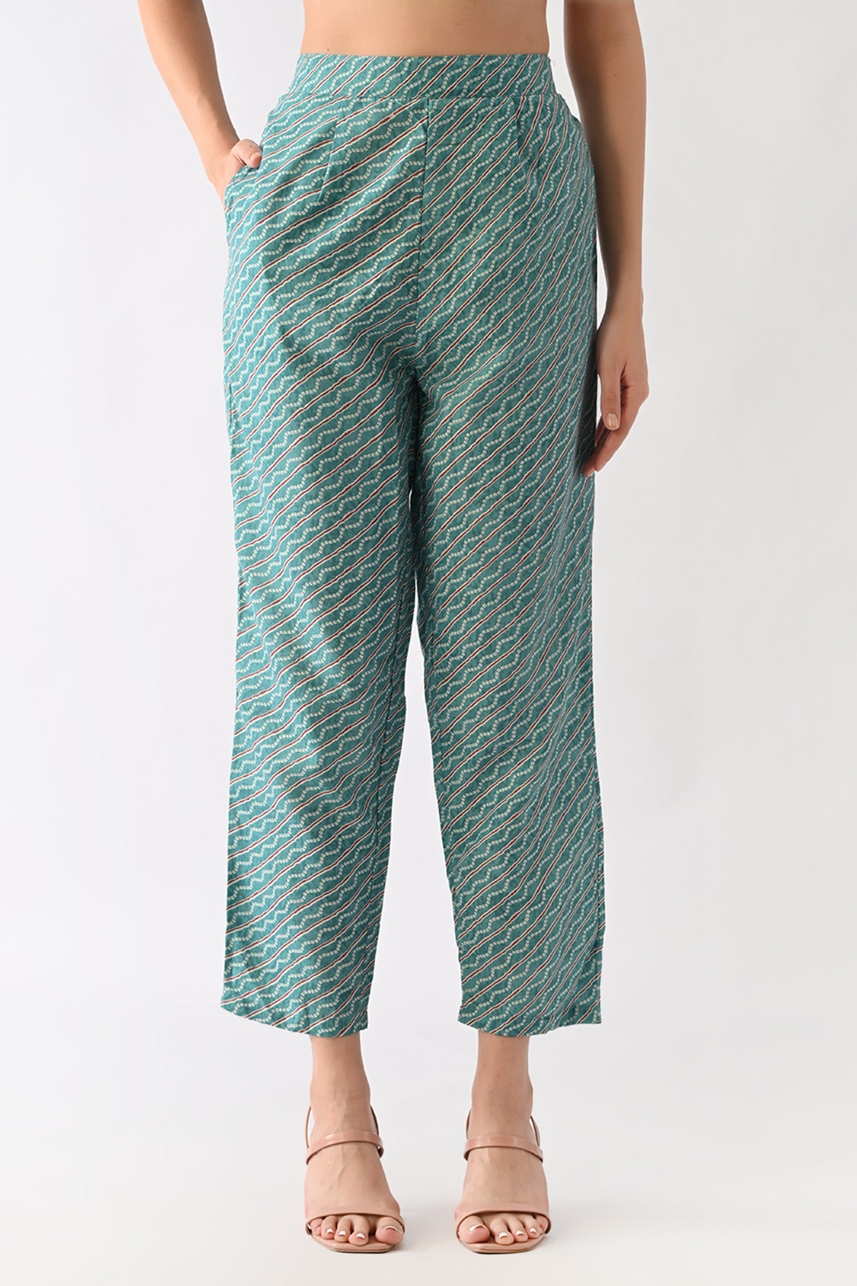 Rama Green Printed Kurta Set(3 Piece)