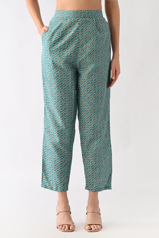 Rama Green Printed Kurta Set(3 Piece)