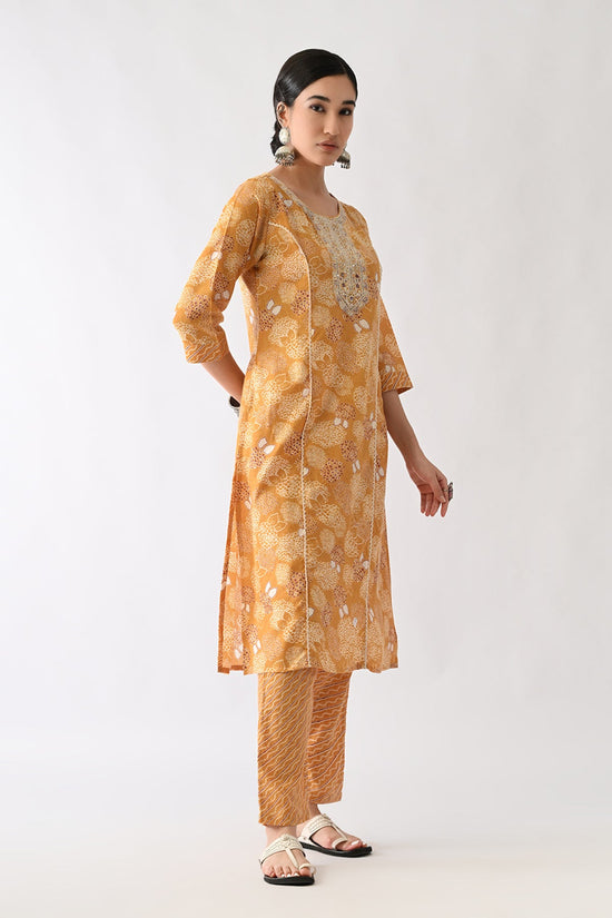 Mustard Printed Kurta 3 Pcs Set