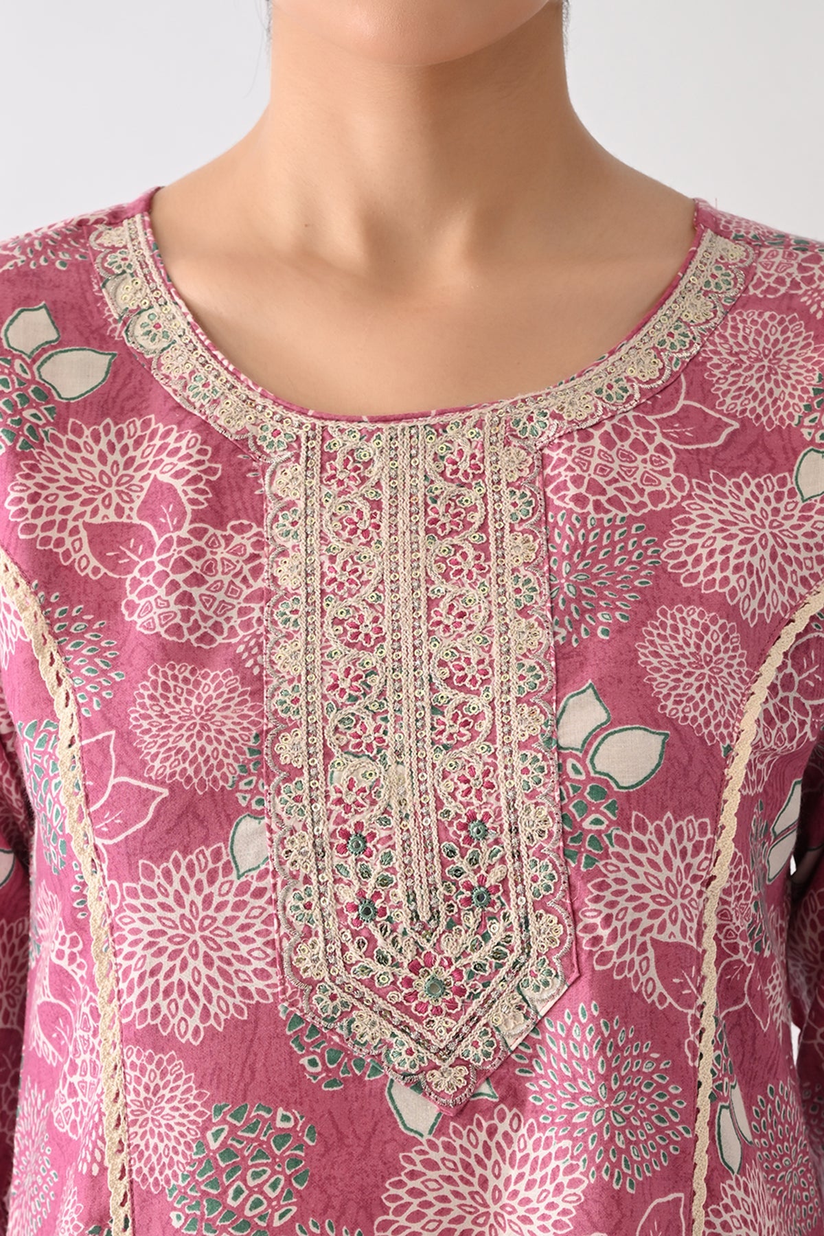 Pink Printed Kurta Set(3 Piece)