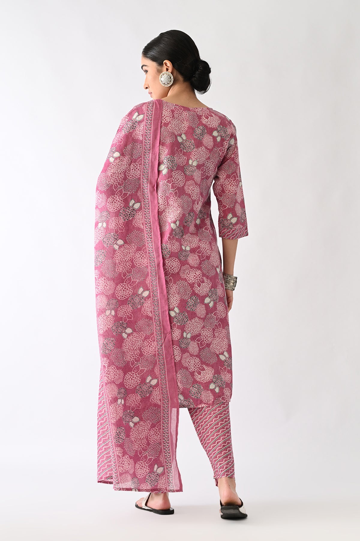 Pink Printed Kurta Set(3 Piece)