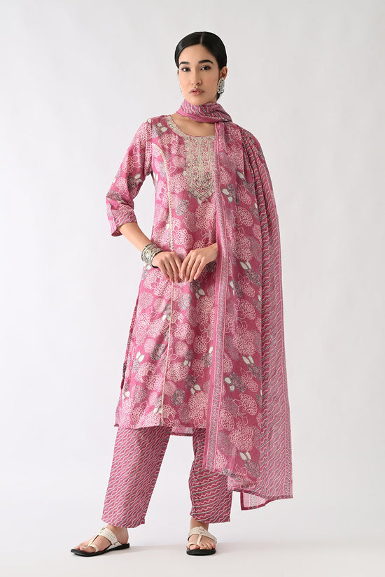 Pink Printed Kurta Set(3 Piece)