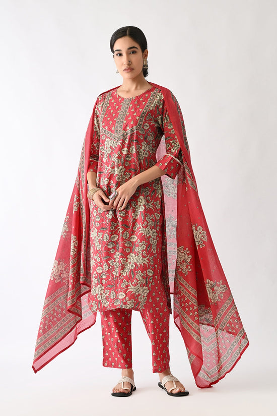 Pink Printed Kurta Set(3 Piece)