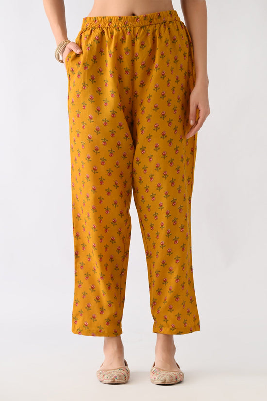 Mustard Printed Kurta Set(3 Piece)