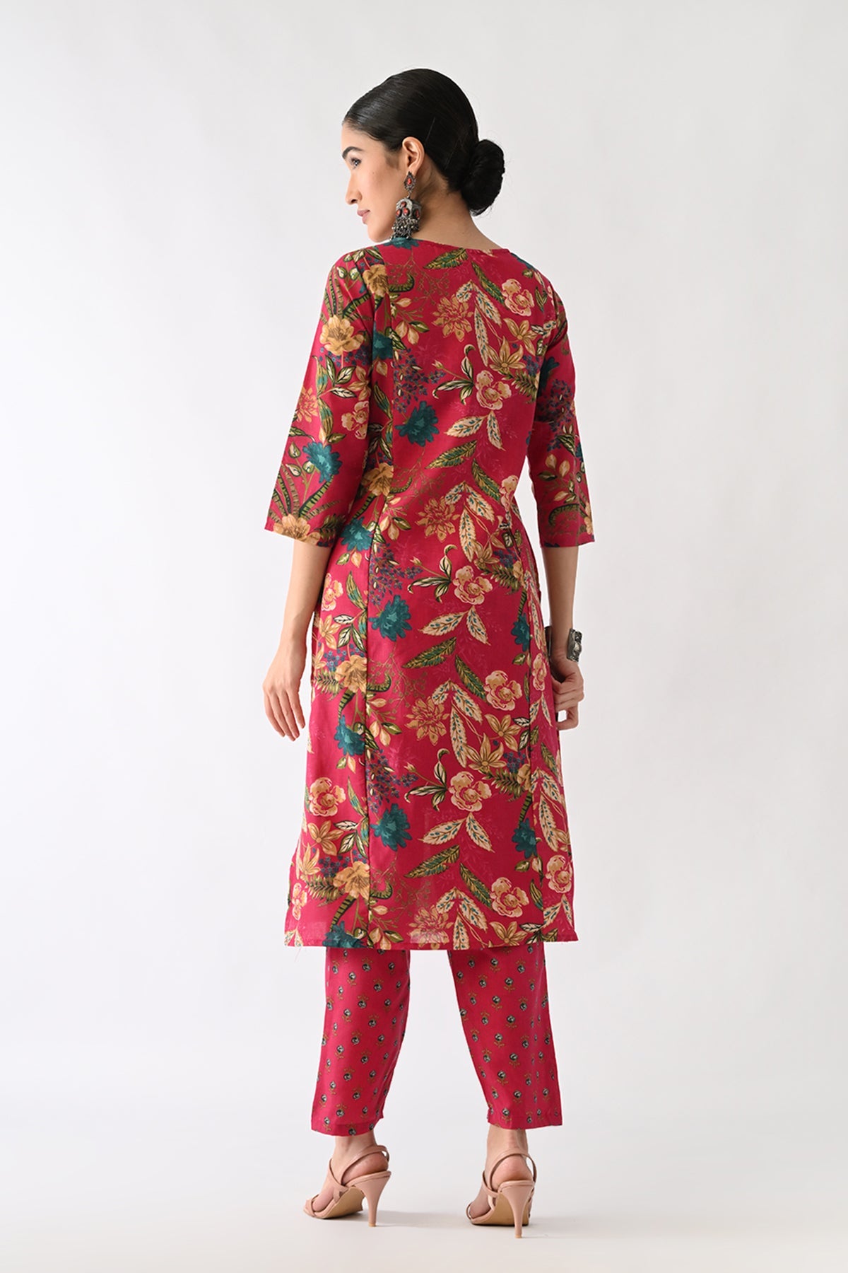 Pink Printed Kurta 3 Pcs Set