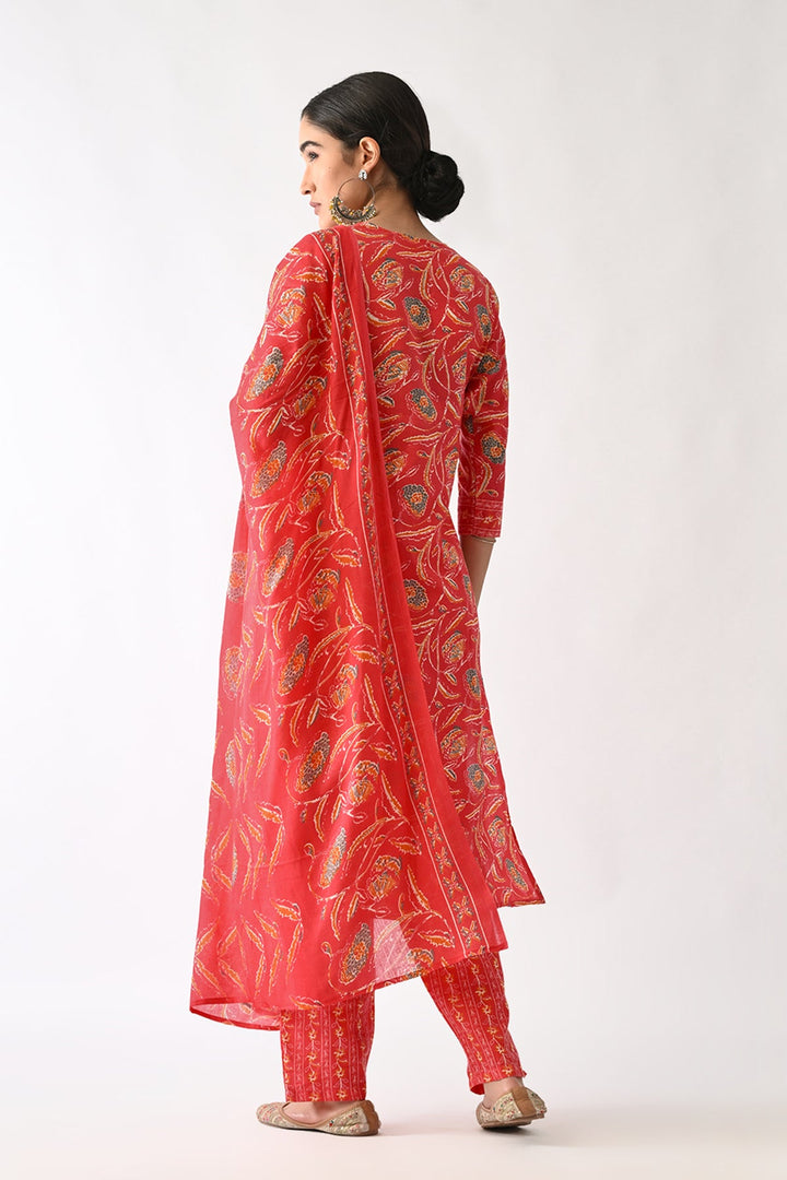 Pink Printed Kurta Set(3 Piece)
