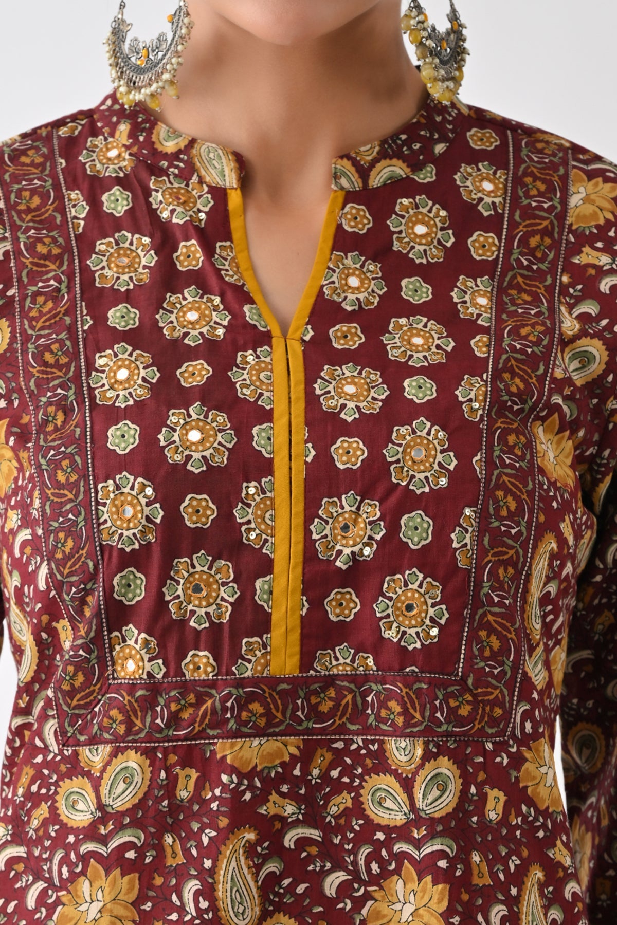 Rust Paisley Printed Kurta 3 Pcs Set