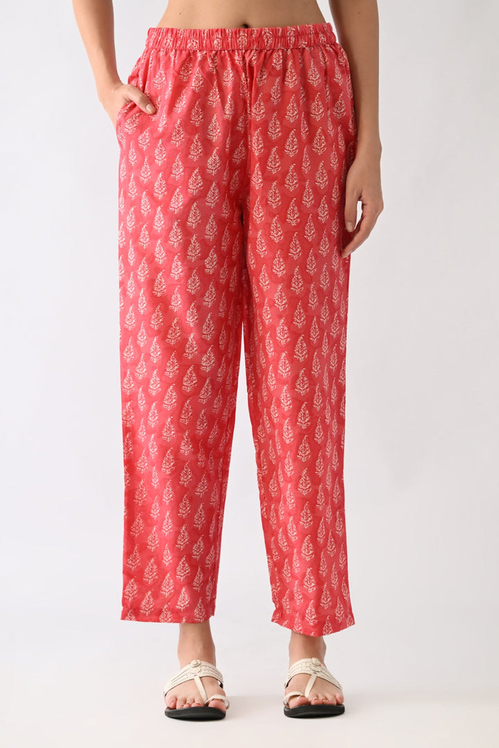 Pink Printed Kurta Set(3 Piece)