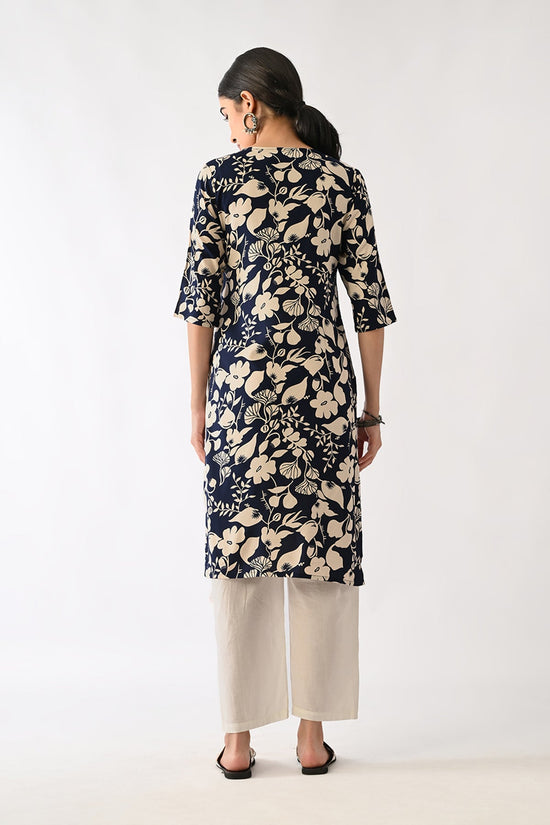 Navy Blue Printed Kurta
