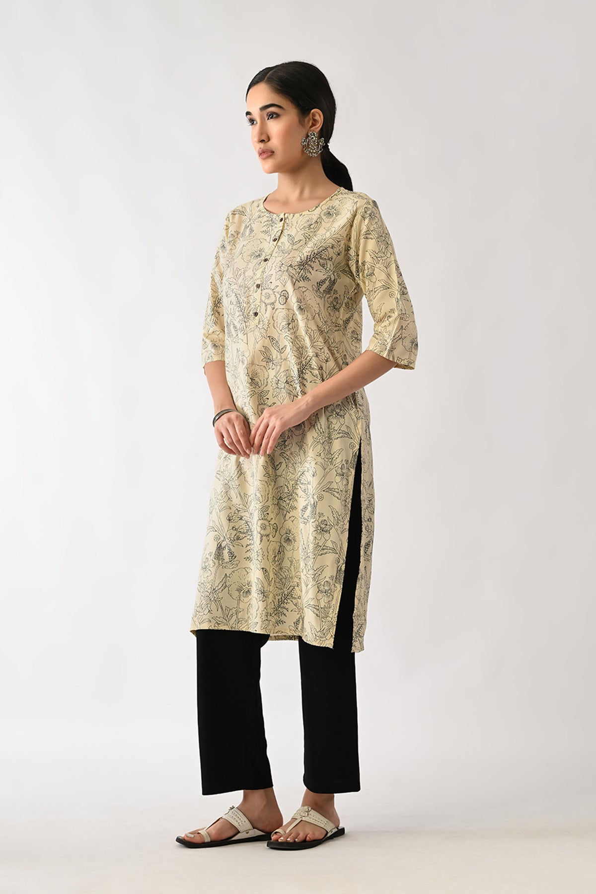 Cream Printed Kurta