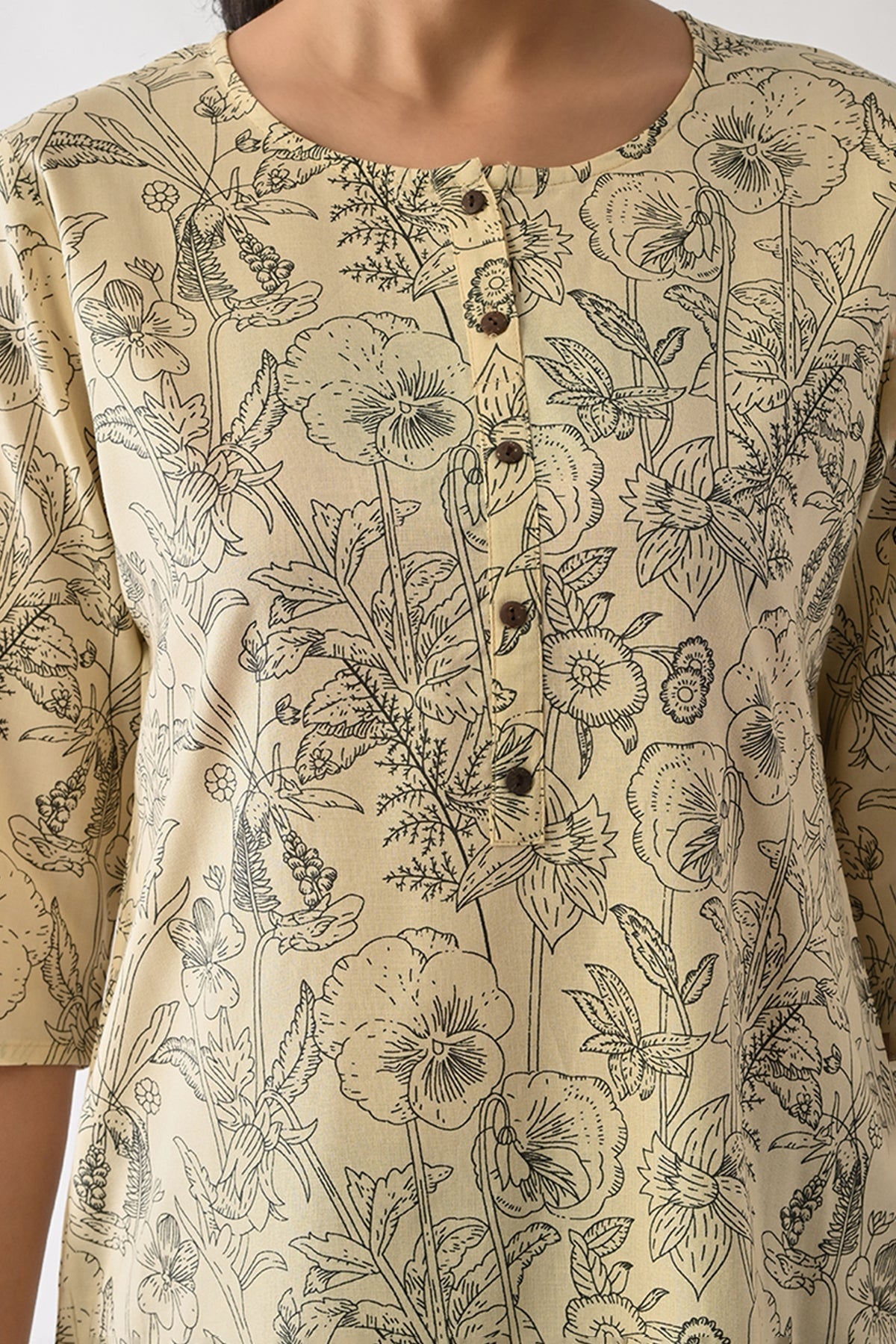 Cream Printed Kurta