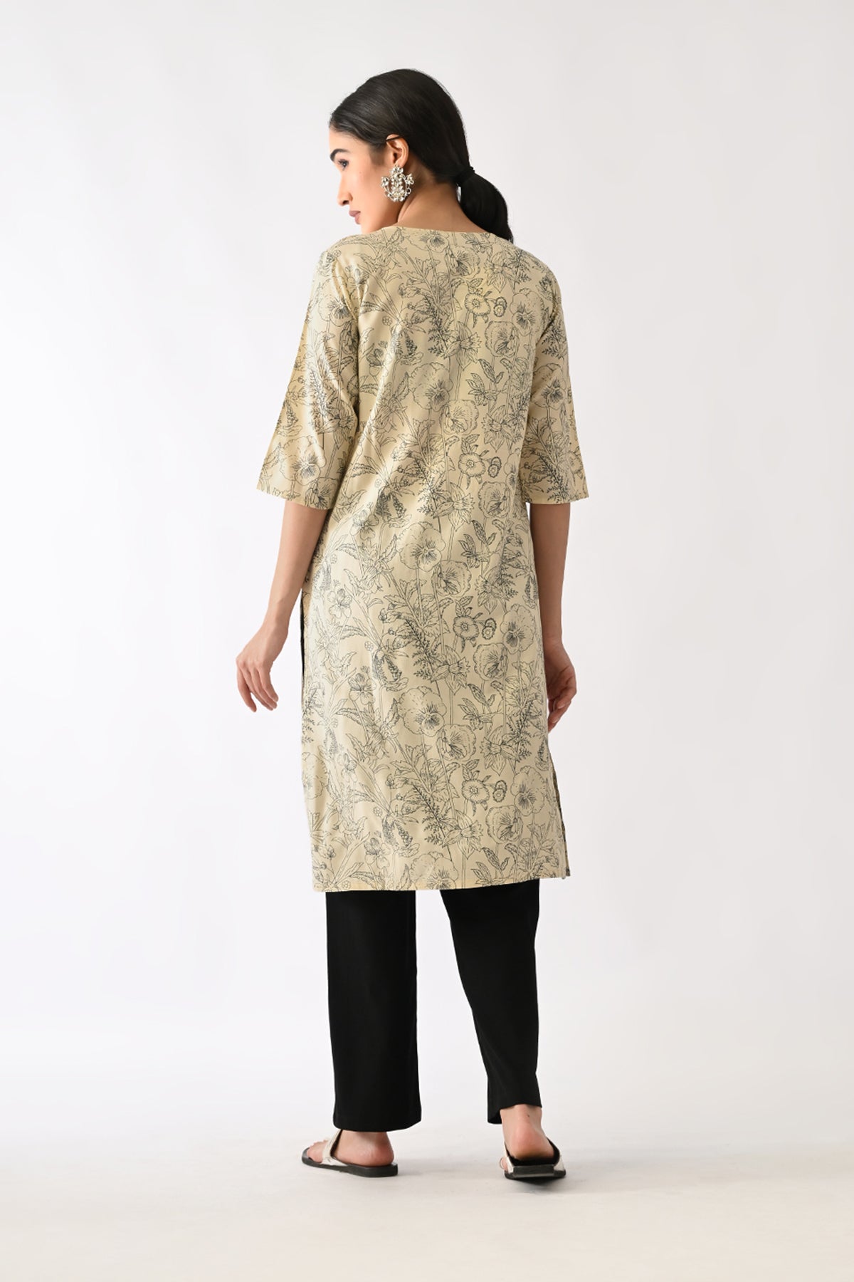 Cream Printed Kurta