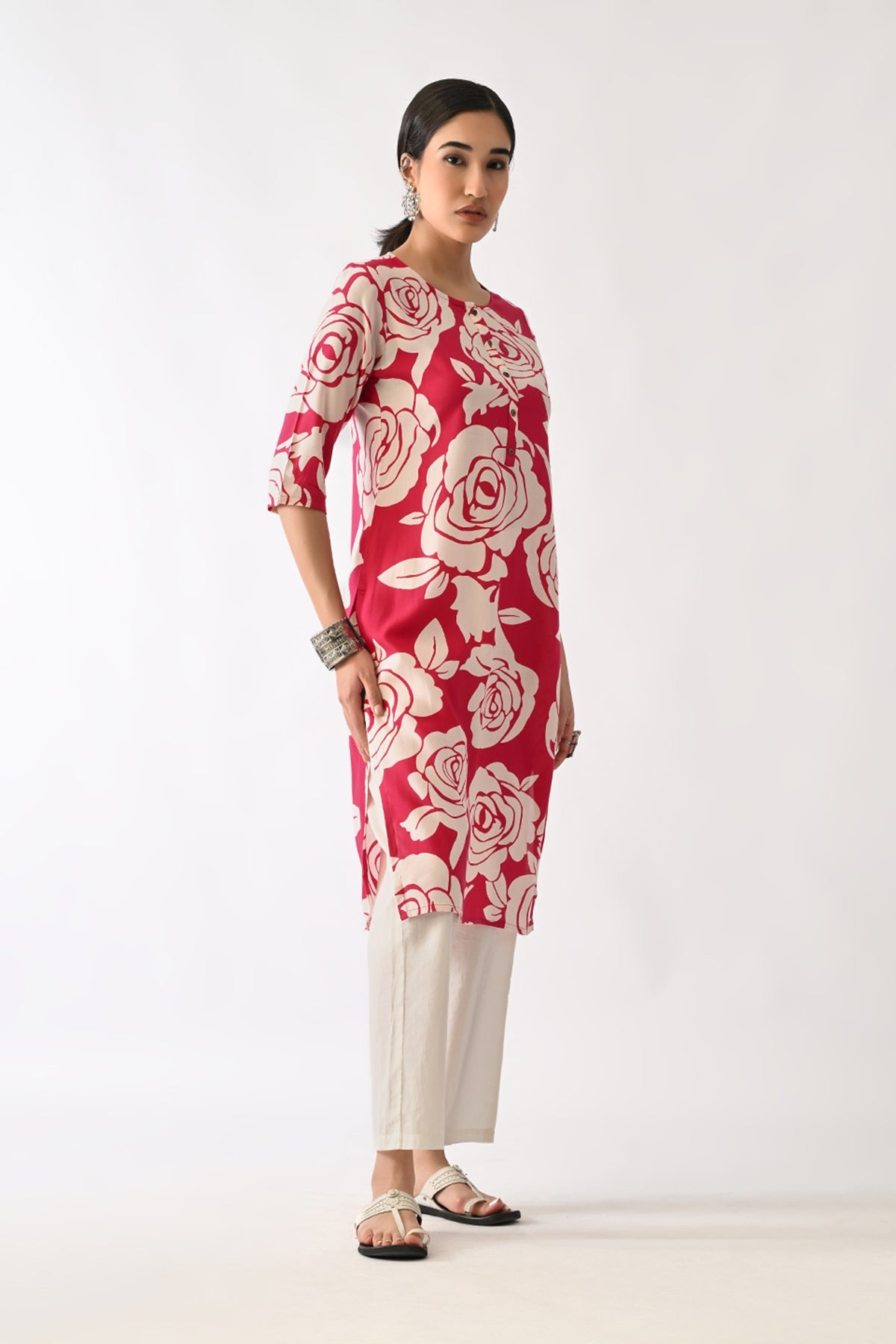 Pink Floral Printed Kurta